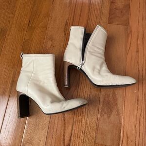 Rag & Bone Cream Ankle Boots with Chunky Heel